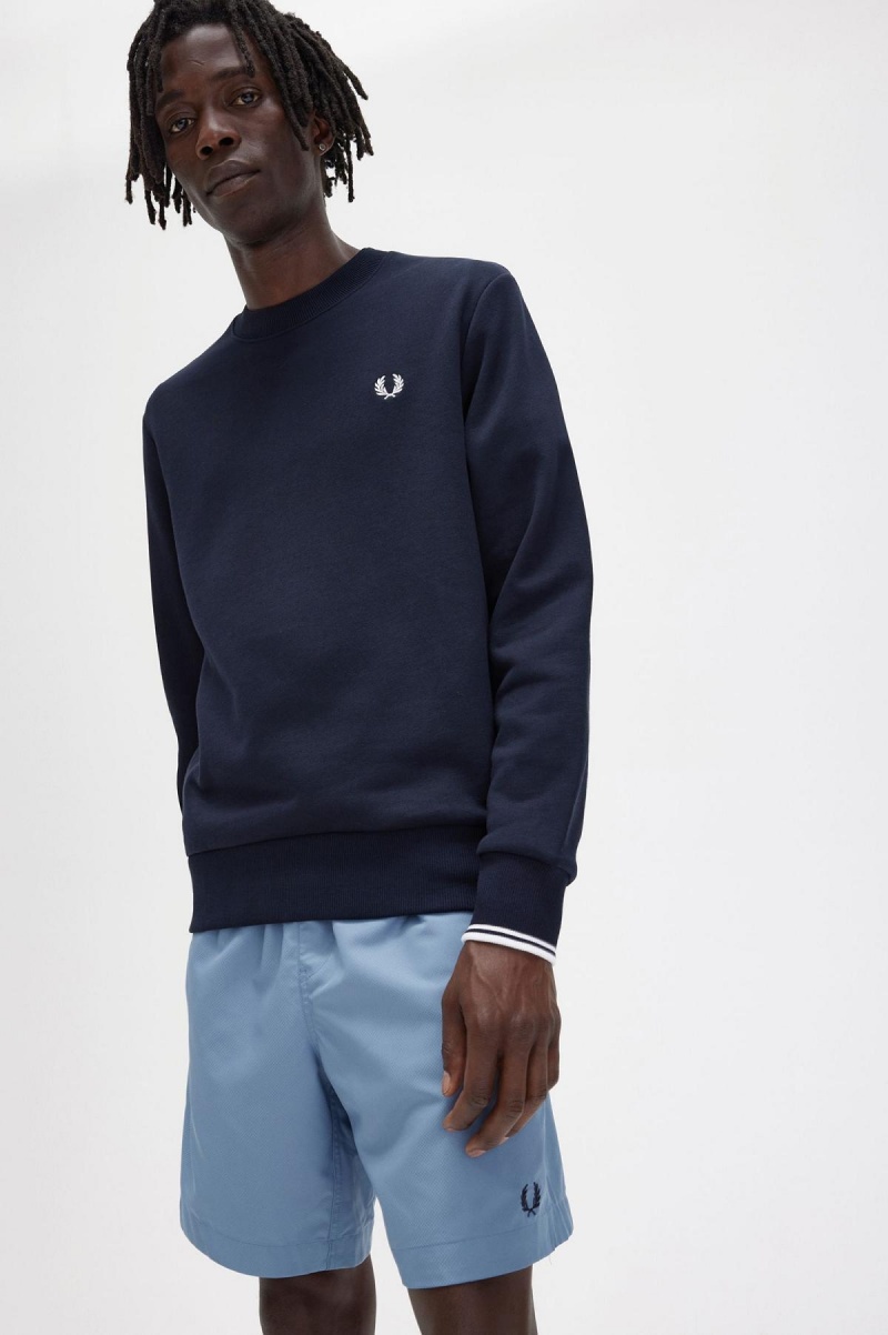 Fred Perry Crew Neck Sweatshirt Träningsoverall Herr Marinblå | SEXMI28624