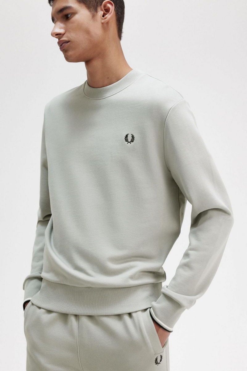 Fred Perry Crew Neck Tröjor Herr Limestone | DSEVO63633