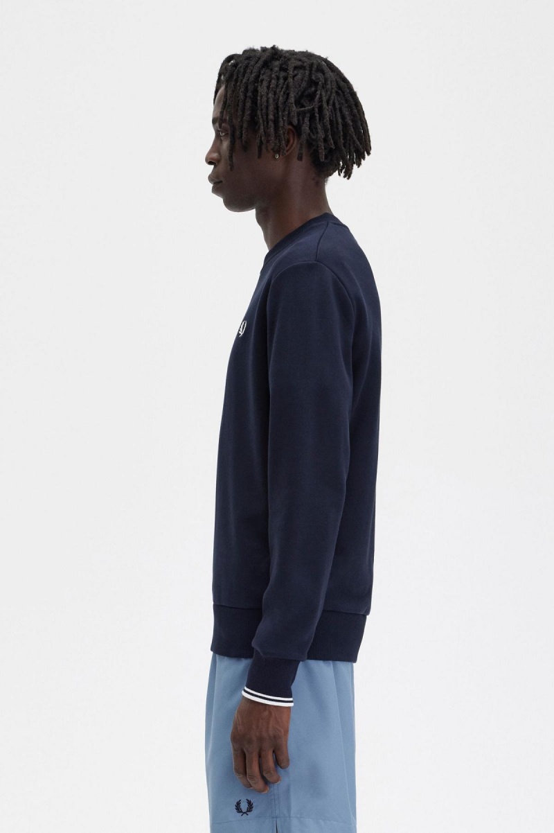 Fred Perry Crew Neck Tröjor Herr Marinblå | DSEKV71403