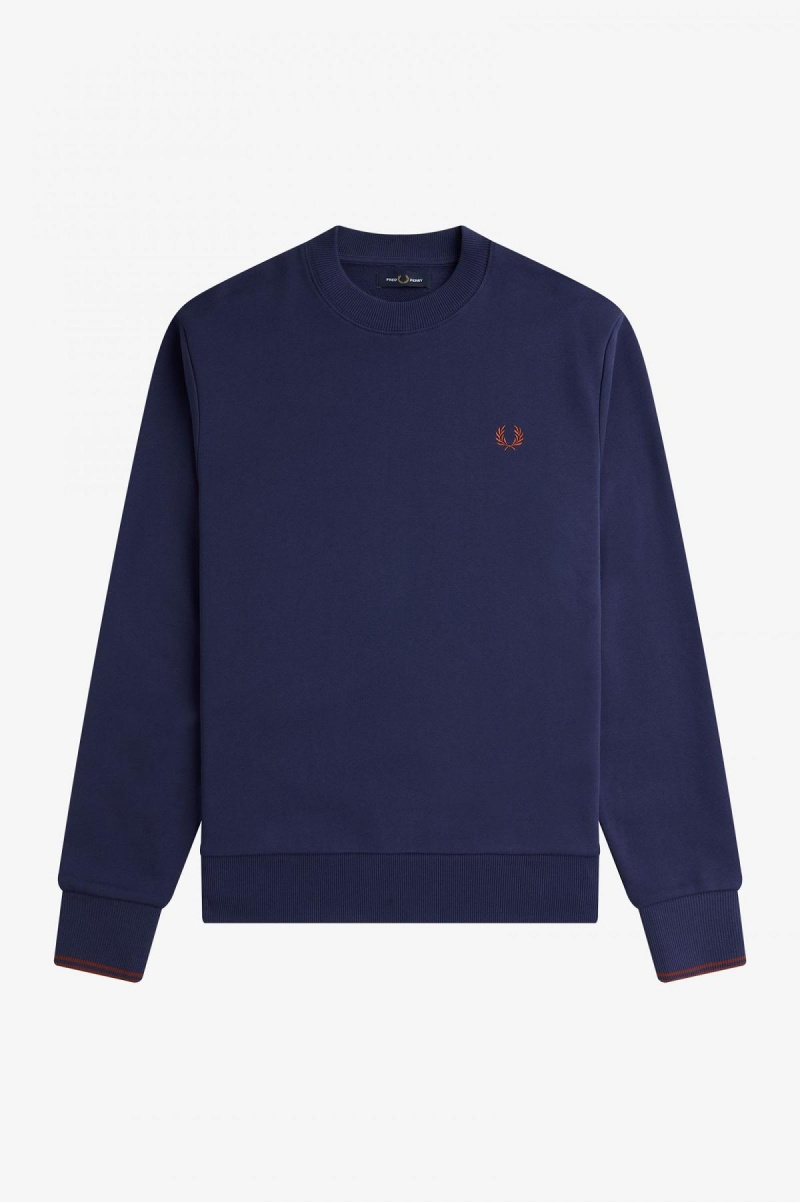 Fred Perry Crew Neck Tröjor Herr Marinblå Bruna | MSEFT45475