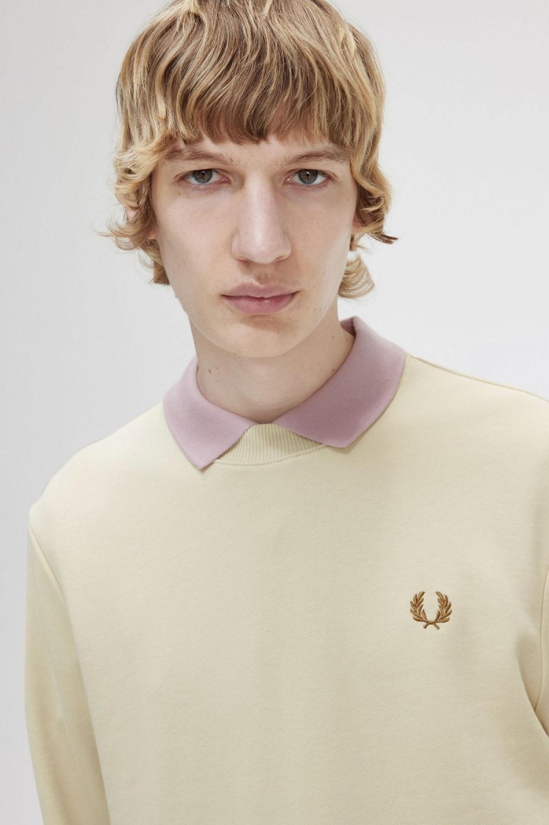 Fred Perry Crew Neck Tröjor Herr Oatmeal | SEXMI89254