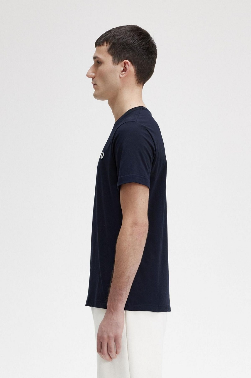 Fred Perry Crew Neck T-shirt Herr Marinblå | XSEBH77847