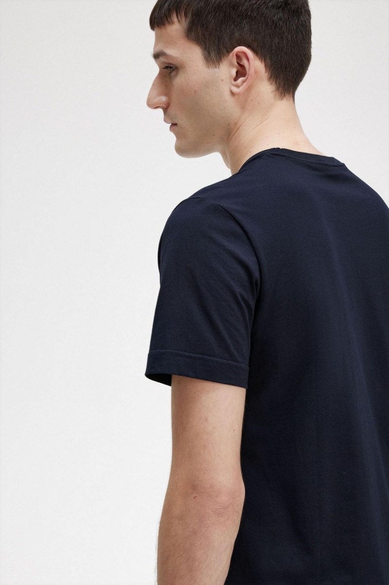 Fred Perry Crew Neck T-shirt Herr Marinblå | XSEBH77847