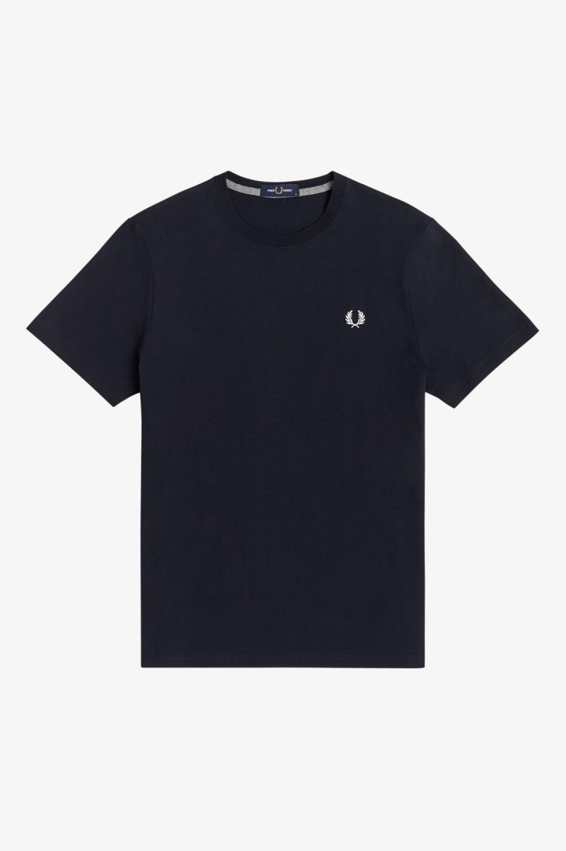 Fred Perry Crew Neck T-shirt Herr Marinblå | XSEBH77847