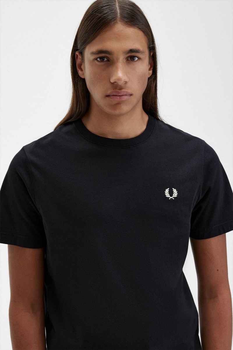 Fred Perry Crew Neck T-shirt Herr Svarta | SEJKU38005