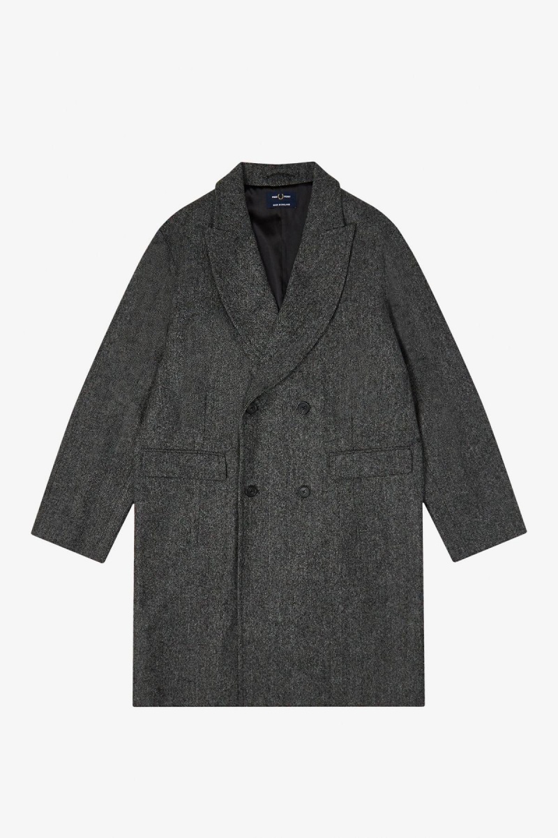 Fred Perry Double Breasted Topcoat Rockar Herr Svarta | FSEUI24737