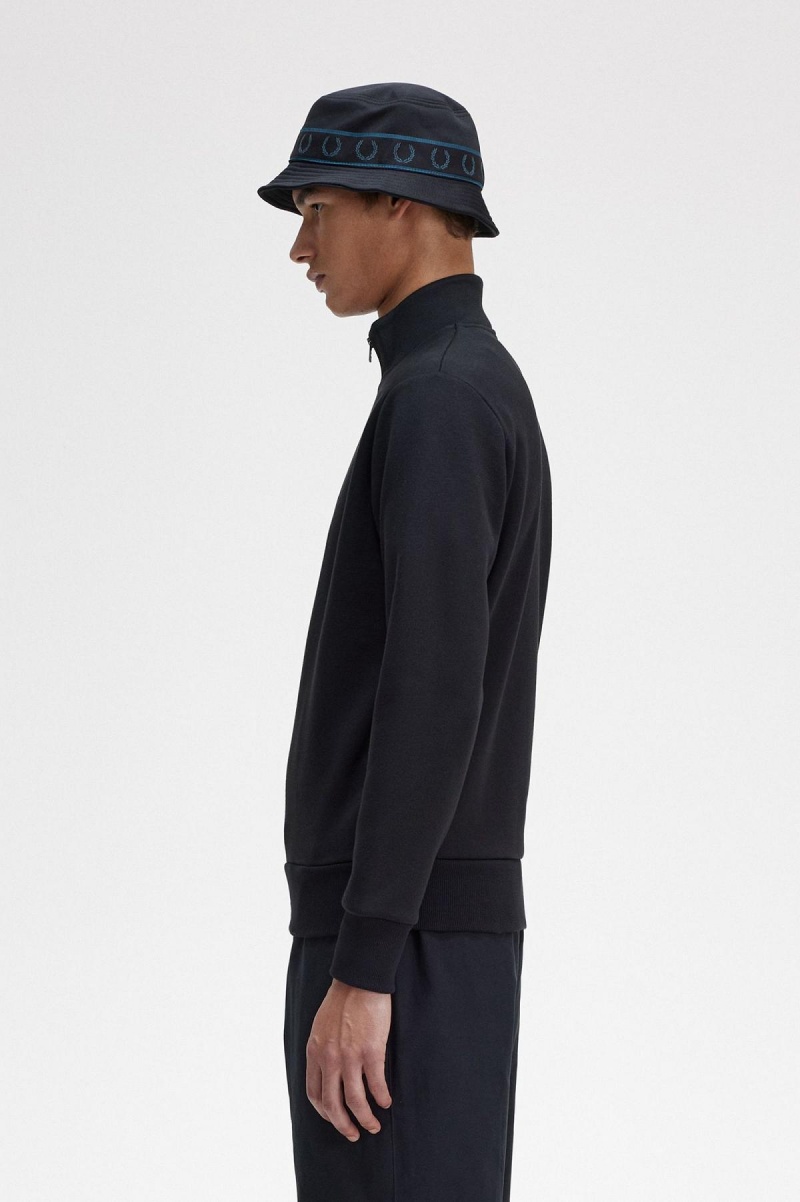 Fred Perry Embroidered Half Zip Tröjor Herr Svarta | ESEVG19331