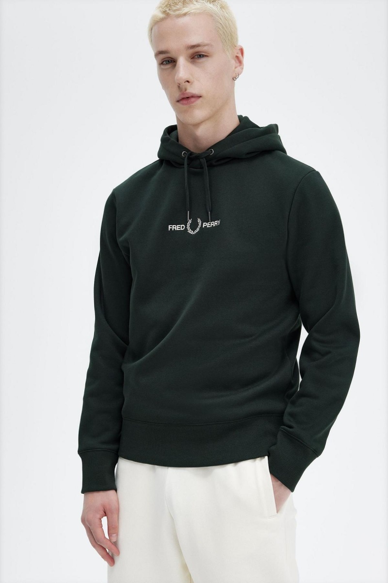 Fred Perry Embroidered Hooded Tröjor Herr Gröna | PSEER55782