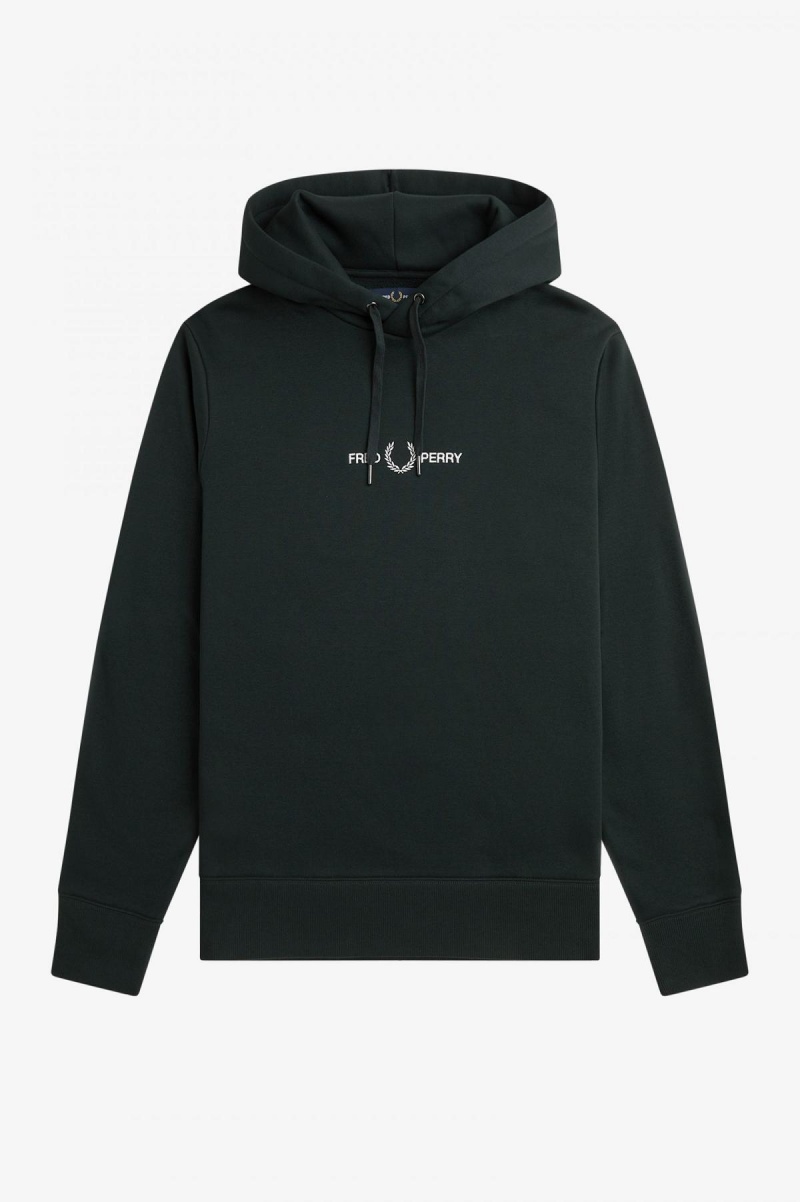 Fred Perry Embroidered Hooded Tröjor Herr Gröna | PSEER55782