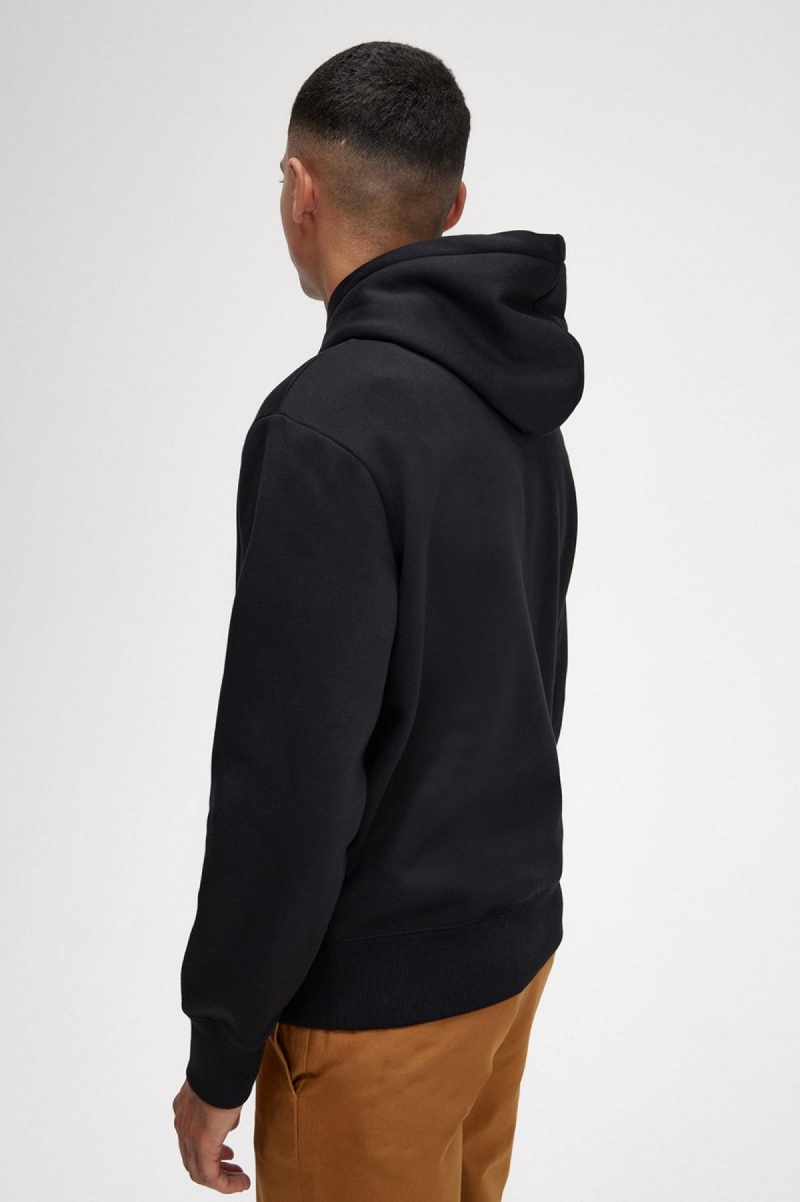 Fred Perry Embroidered Hooded Tröjor Herr Svarta | ASEDF16110