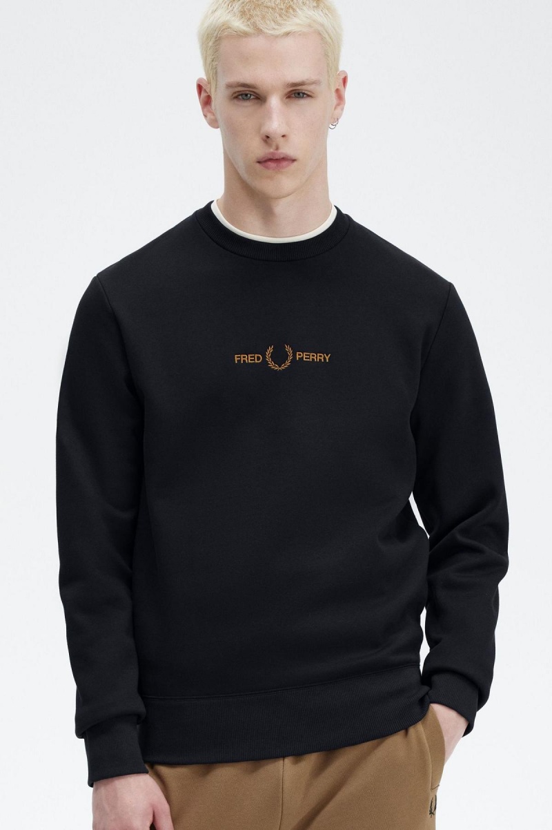 Fred Perry Embroidered Tröjor Herr Marinblå | BSESD29761