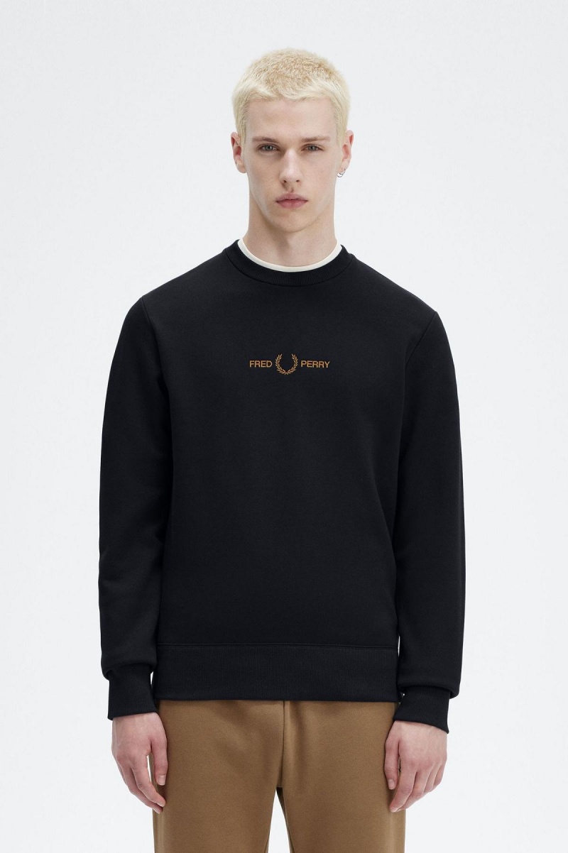 Fred Perry Embroidered Tröjor Herr Marinblå | BSESD29761