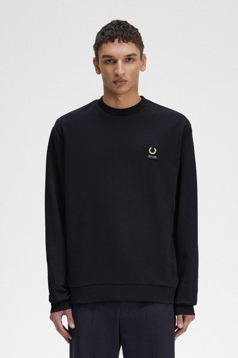 Fred Perry Embroidered Tröjor Herr Svarta | XSEBH93308