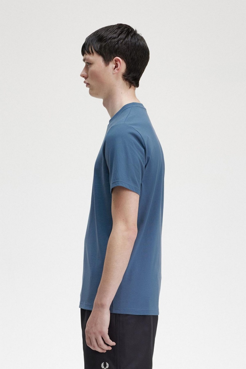 Fred Perry Embroidered T-shirt Herr Blå | XSEGW37461