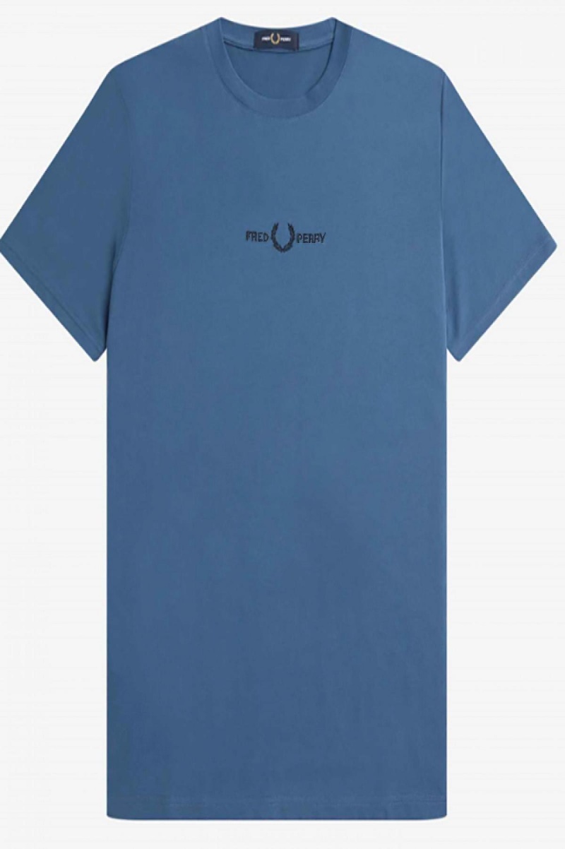 Fred Perry Embroidered T-shirt Herr Blå | XSEGW37461