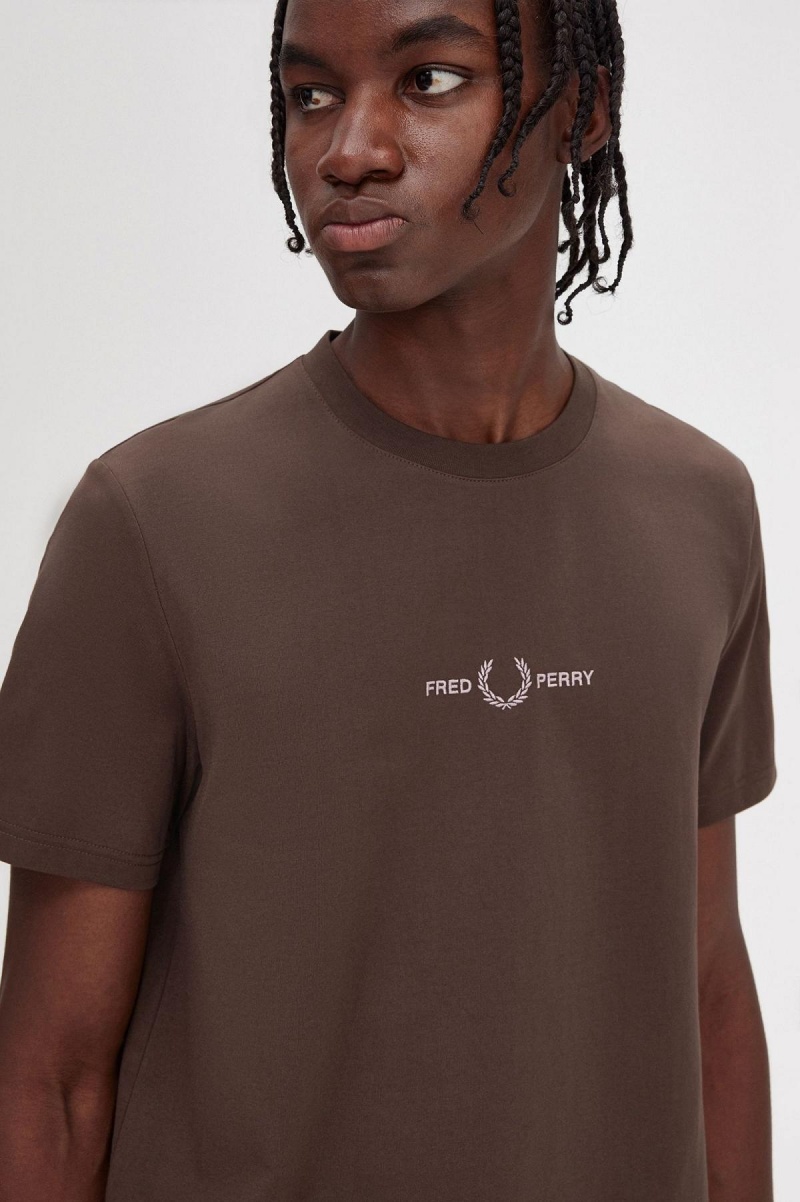 Fred Perry Embroidered T-shirt Herr Burnt Tobacco | ASEWC93757