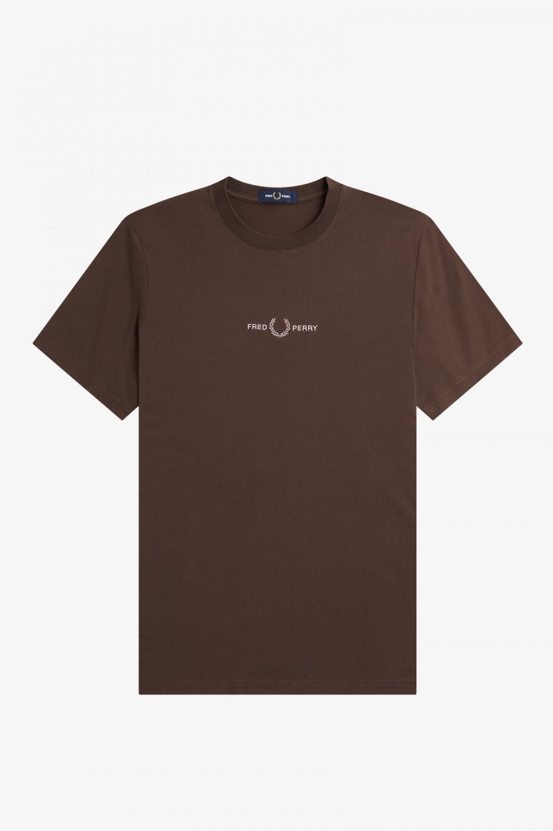 Fred Perry Embroidered T-shirt Herr Burnt Tobacco | ASEWC93757