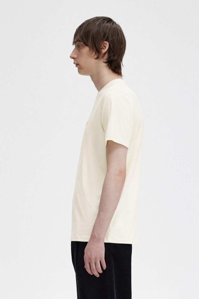 Fred Perry Embroidered T-shirt Herr Ecru | LSESX78059