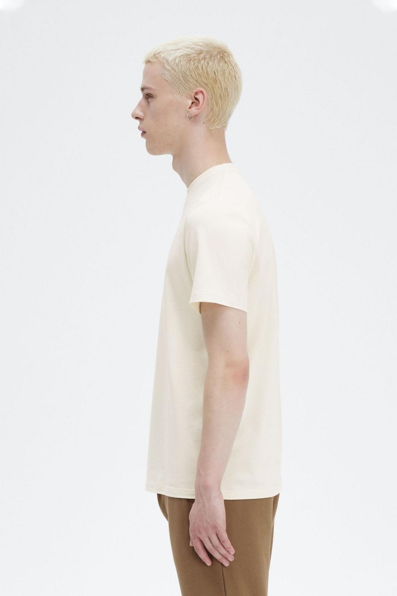 Fred Perry Embroidered T-shirt Herr Ecru | ASEDF41399