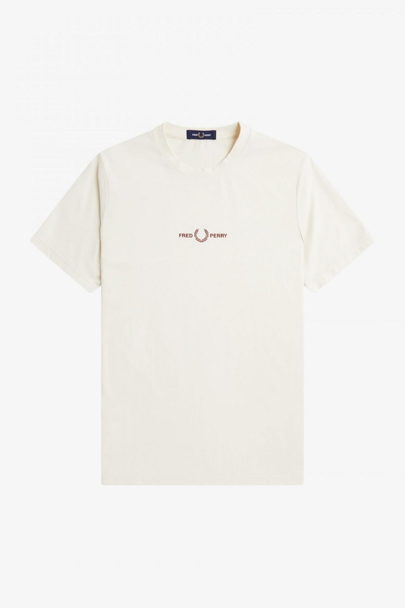 Fred Perry Embroidered T-shirt Herr Ecru | ASEDF41399