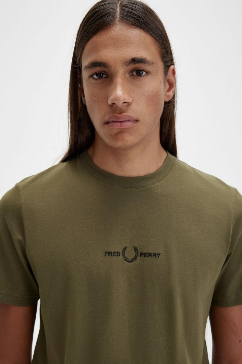 Fred Perry Embroidered T-shirt Herr Gröna | DSEKV92921