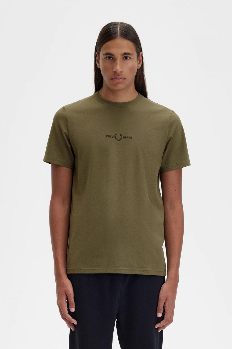 Fred Perry Embroidered T-shirt Herr Gröna | DSEKV92921