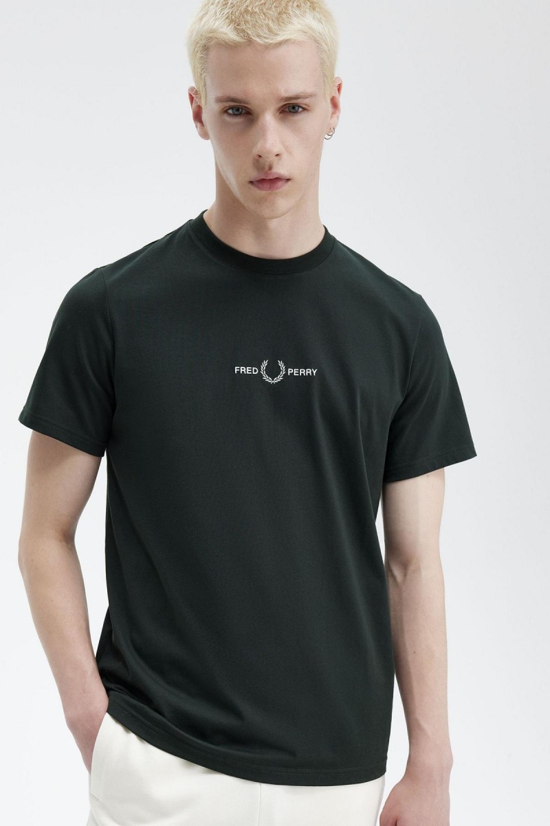 Fred Perry Embroidered T-shirt Herr Gröna | BSESD47651