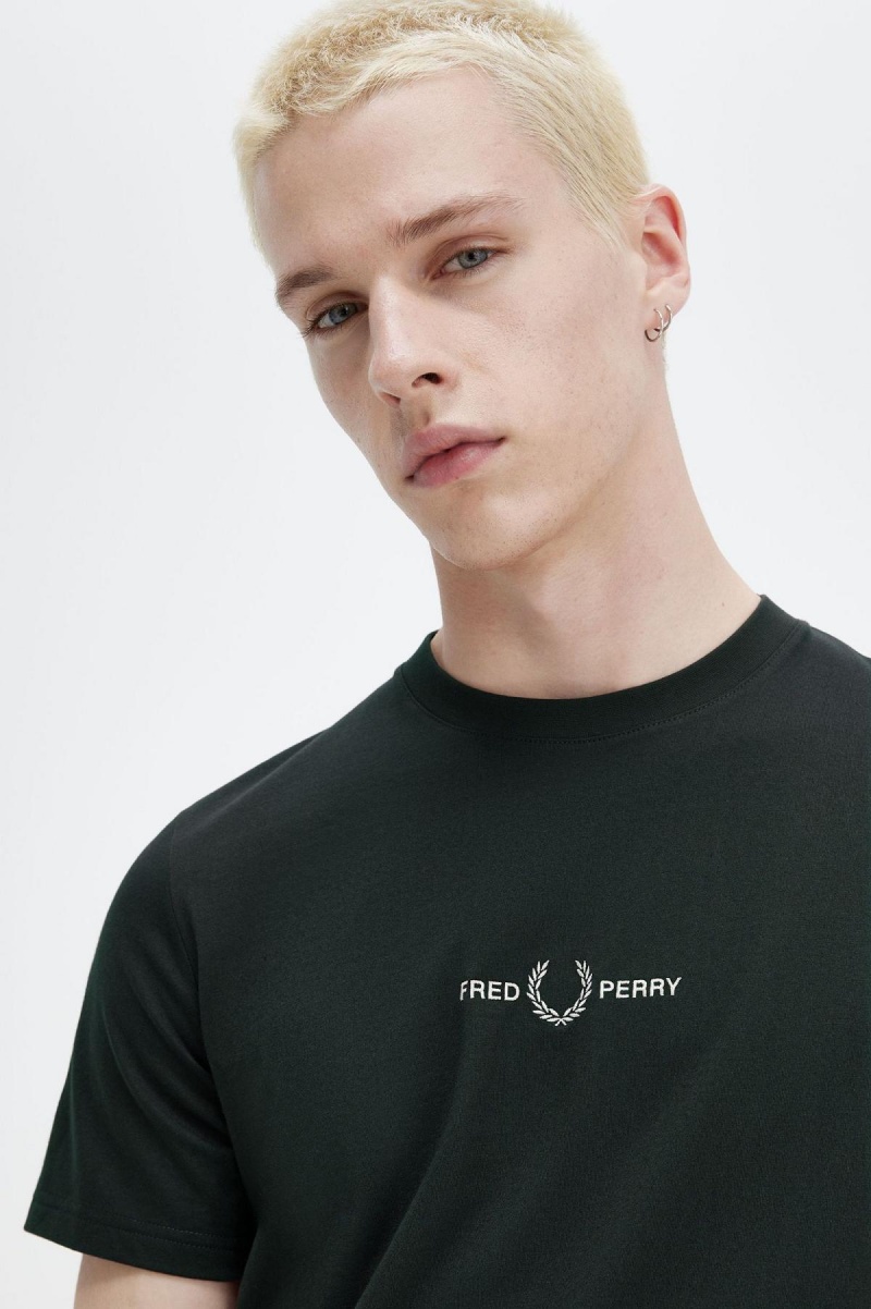 Fred Perry Embroidered T-shirt Herr Gröna | BSESD47651