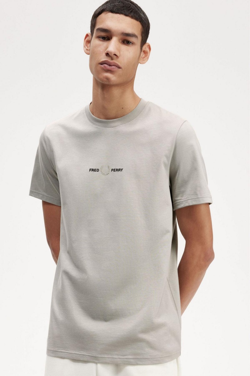 Fred Perry Embroidered T-shirt Herr Limestone | ESEHC31972