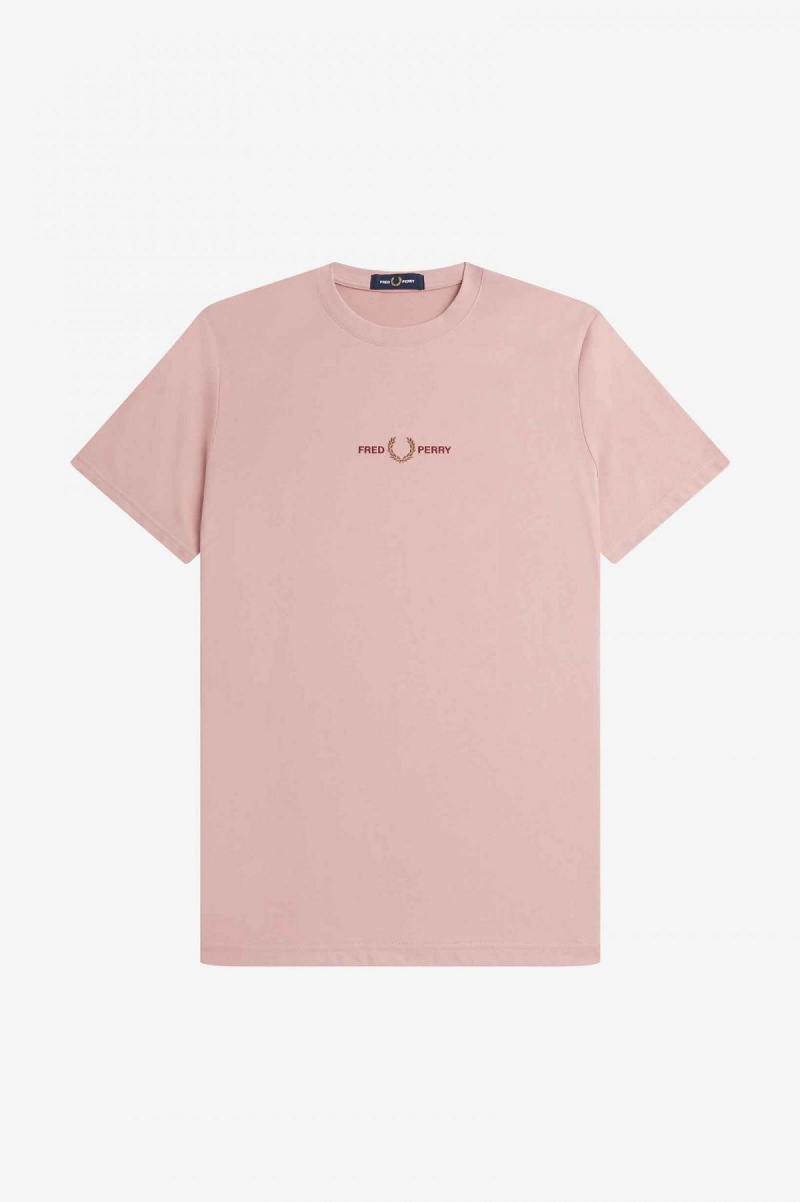 Fred Perry Embroidered T-shirt Herr Rosa Rosa | SENEJ50099