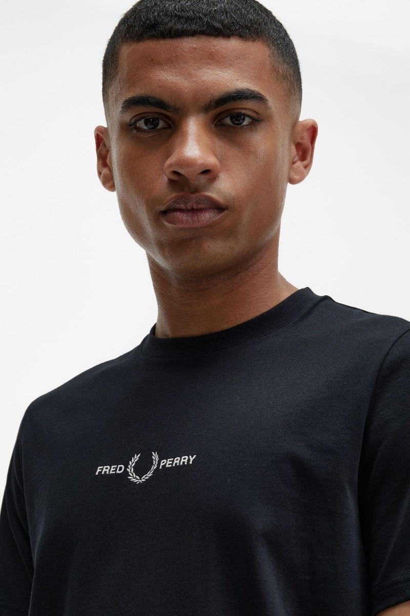 Fred Perry Embroidered T-shirt Herr Svarta | ASEWC67943