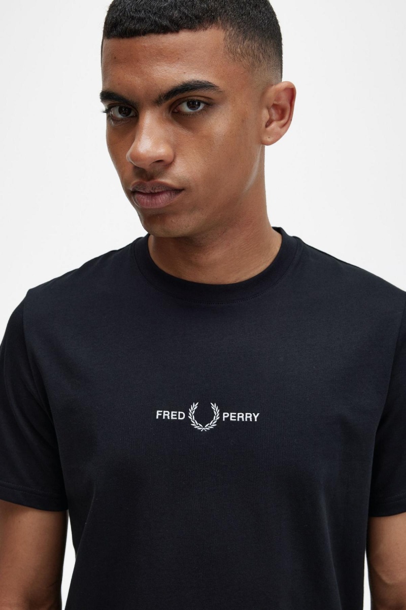 Fred Perry Embroidered T-shirt Herr Svarta | ASEWC67943