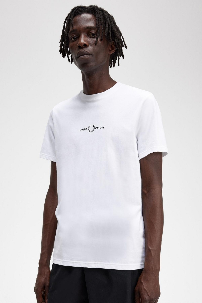 Fred Perry Embroidered T-shirt Herr Vita | ASEWC94998