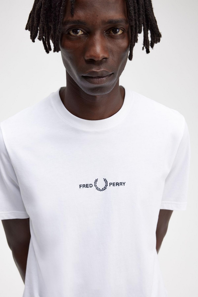 Fred Perry Embroidered T-shirt Herr Vita | ASEWC94998