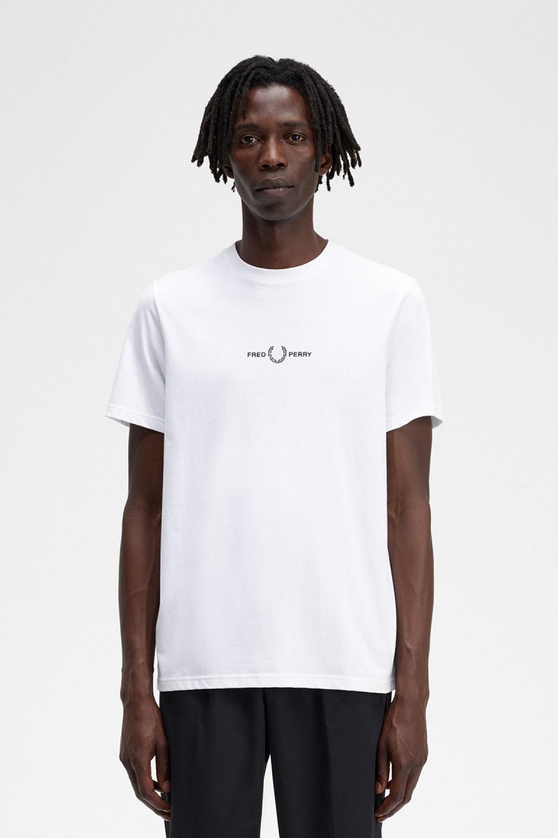 Fred Perry Embroidered T-shirt Herr Vita | ASEWC94998