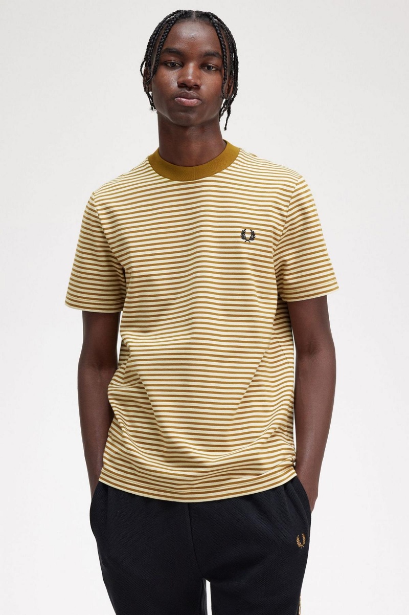 Fred Perry Fine Stripe Heavyweight T-shirt Herr Mörk | SEJBT14156