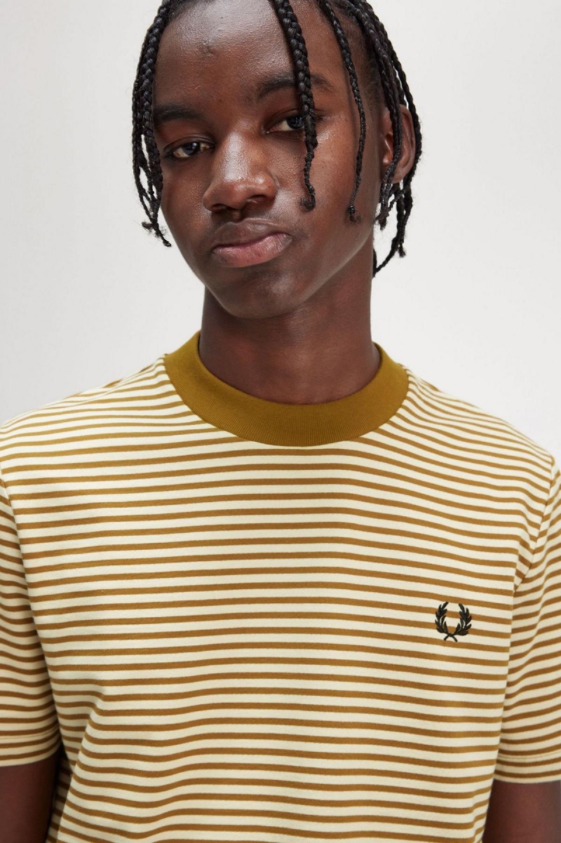 Fred Perry Fine Stripe Heavyweight T-shirt Herr Mörk | SEJBT14156