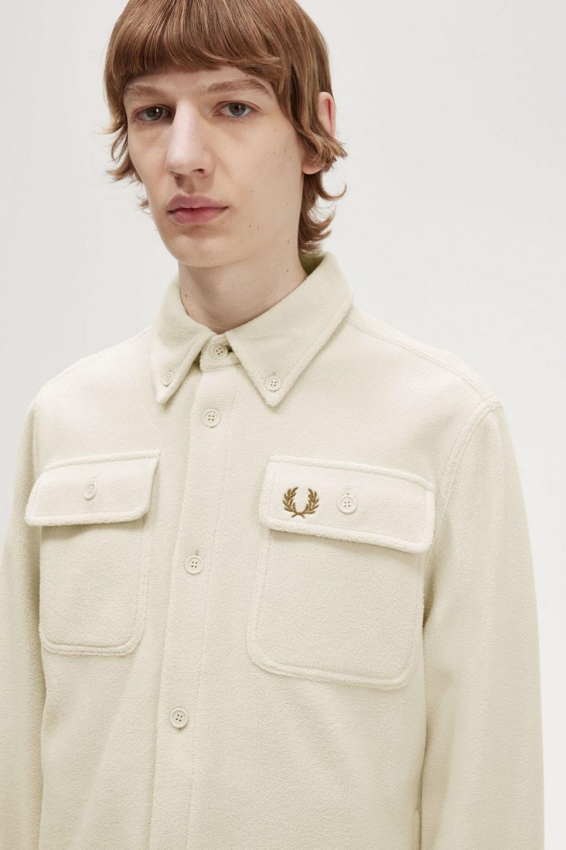 Fred Perry Fleece Skjorta Herr Oatmeal | SEJKU59306