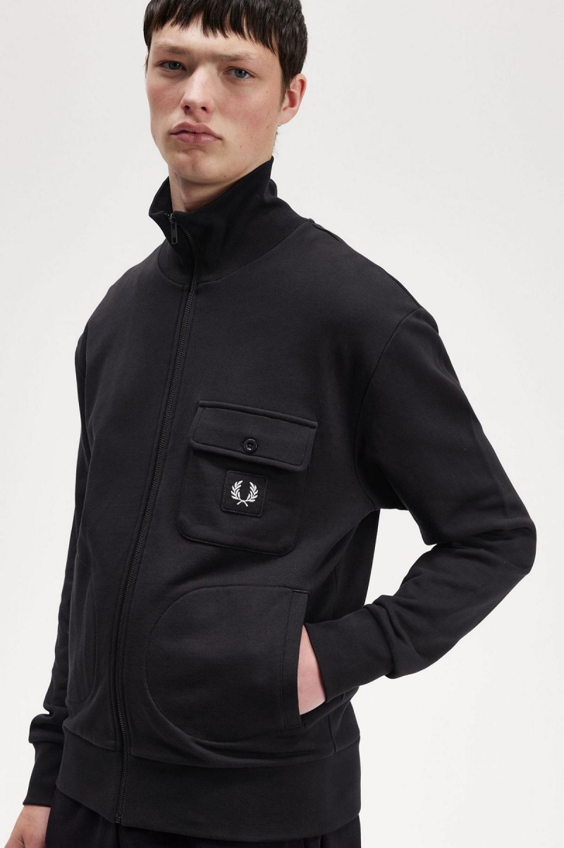 Fred Perry Funnel Neck Träningsjacka Herr Svarta | ESEHC90614