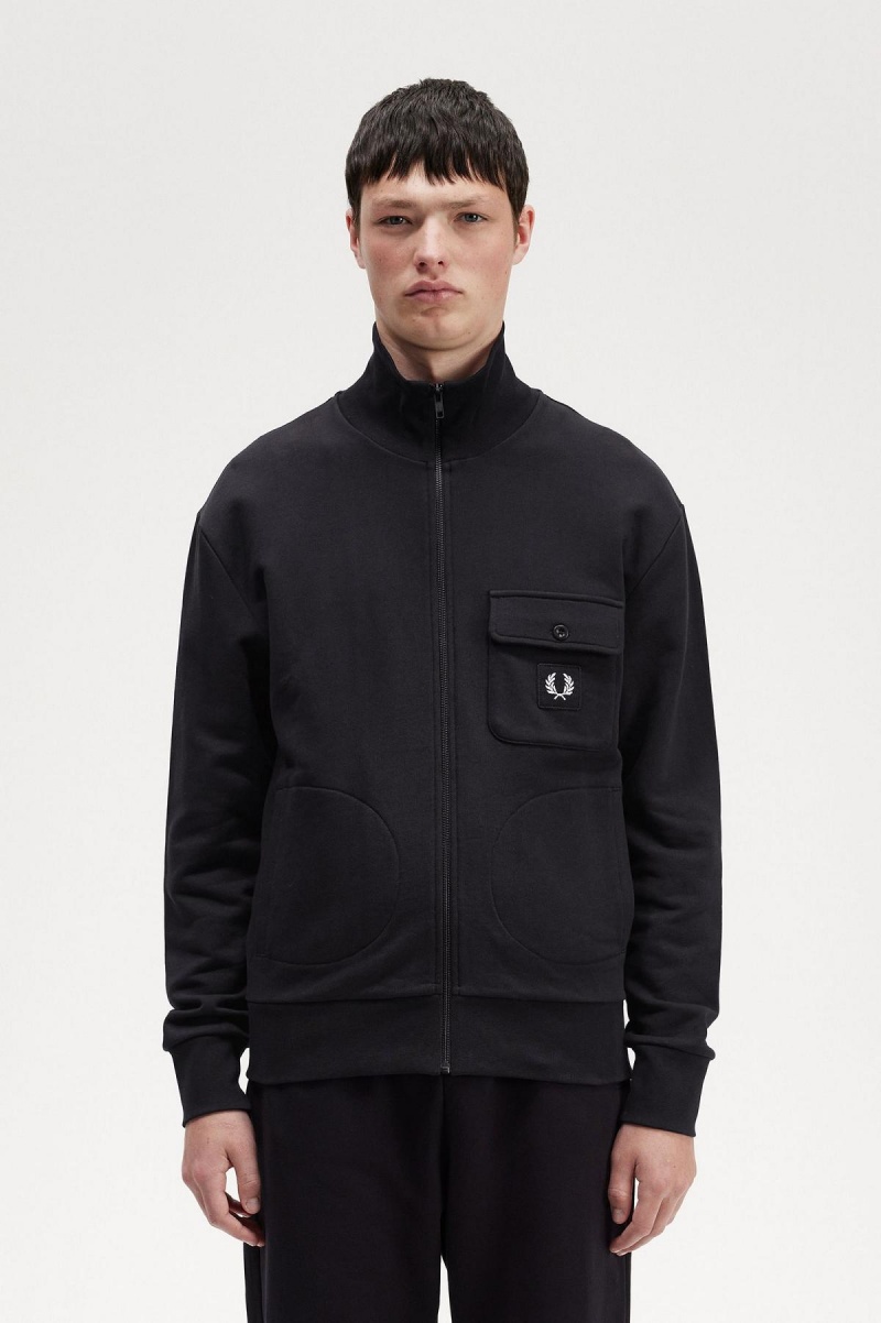 Fred Perry Funnel Neck Träningsjacka Herr Svarta | ESEHC90614