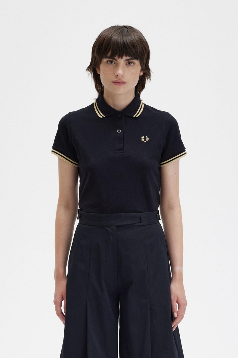 Fred Perry G12 T-shirt Dam Svarta | BSESD47449