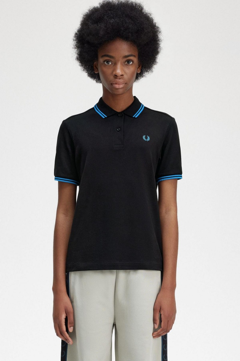 Fred Perry G3600 Fred Perry Shirt Dam Svarta Blå Blå | ZSEMJ21966