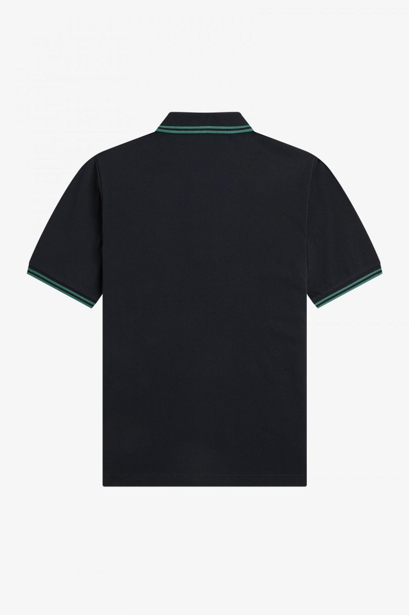 Fred Perry G3600 Fred Perry Shirt Dam Svarta Mörkmintgröna Mörkmintgröna | TSEPQ14610