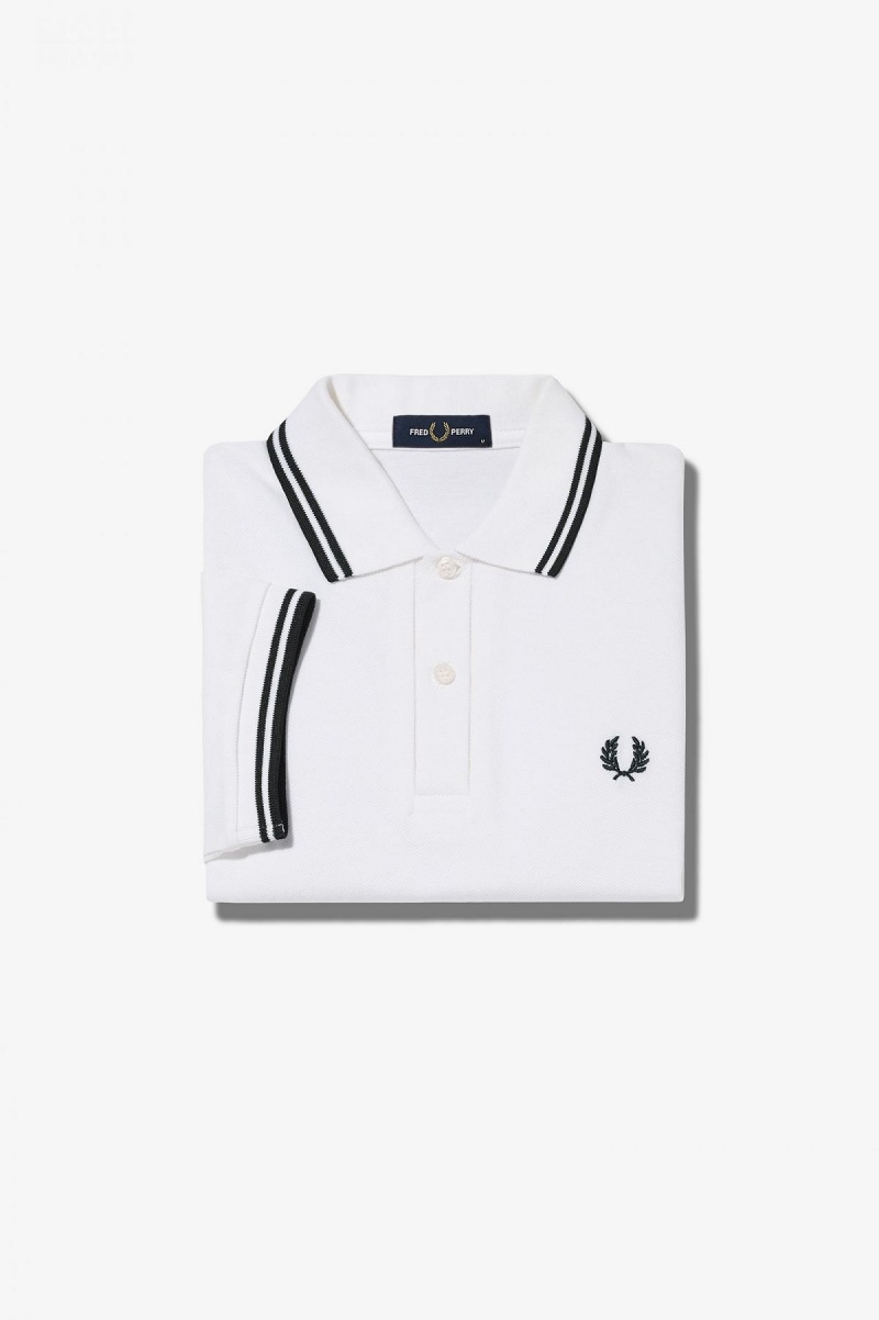 Fred Perry G3600 Fred Perry Shirt Dam Vita Svarta Svarta | SEXBR93199