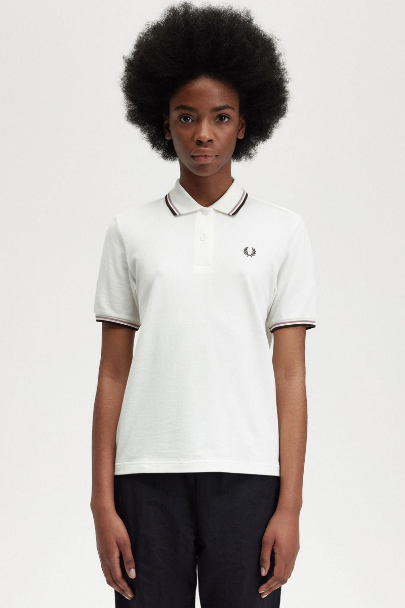 Fred Perry G3600 Fred Perry Shirt Dam Vita Mörkrosa | SENEJ22449