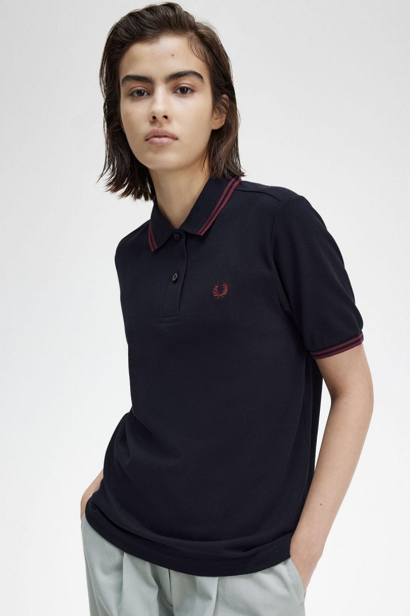 Fred Perry G3600 T-shirt Dam Marinblå | GSEUC35545