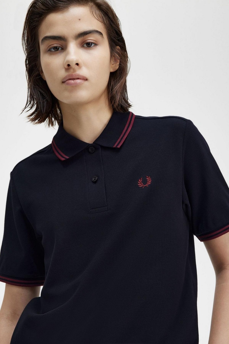 Fred Perry G3600 T-shirt Dam Marinblå | GSEUC35545