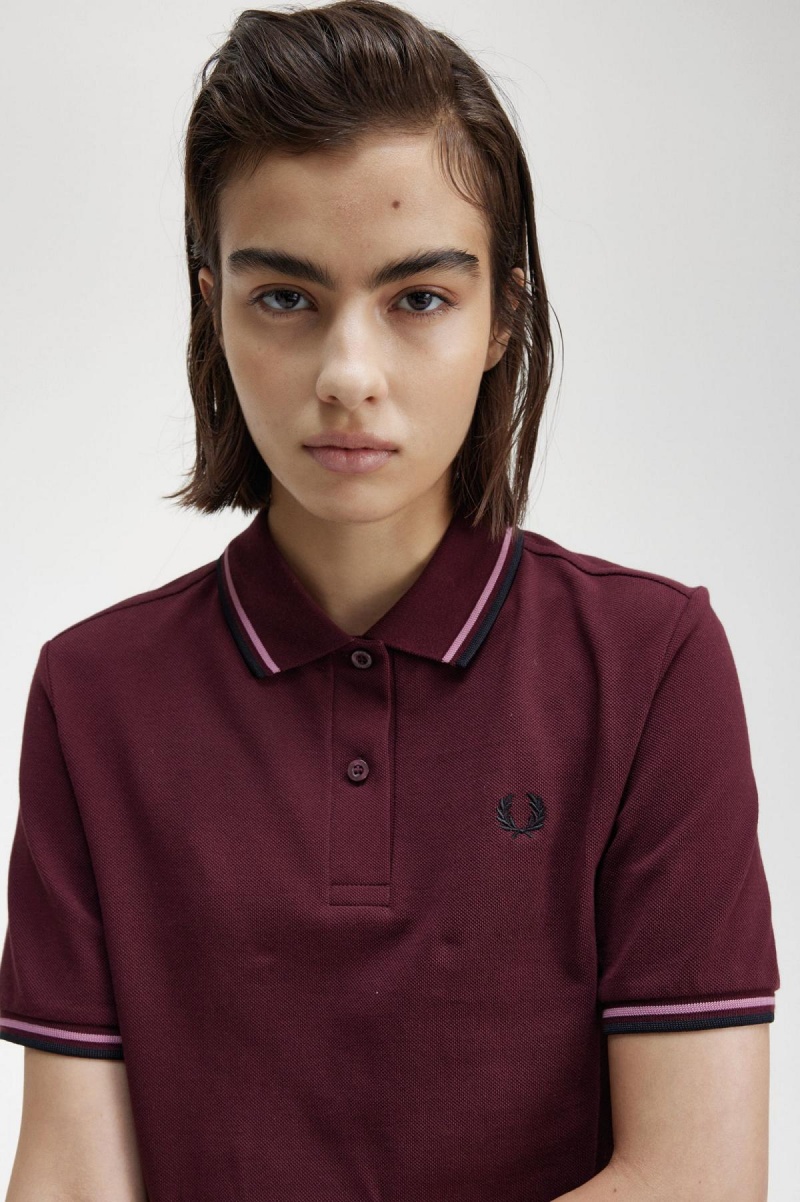 Fred Perry G3600 T-shirt Dam Rosa Rosa Svarta | SEICD79756