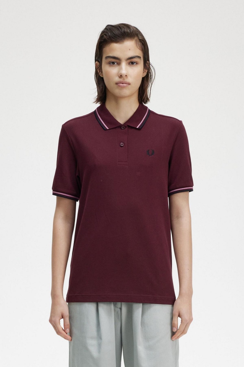 Fred Perry G3600 T-shirt Dam Rosa Rosa Svarta | SEICD79756