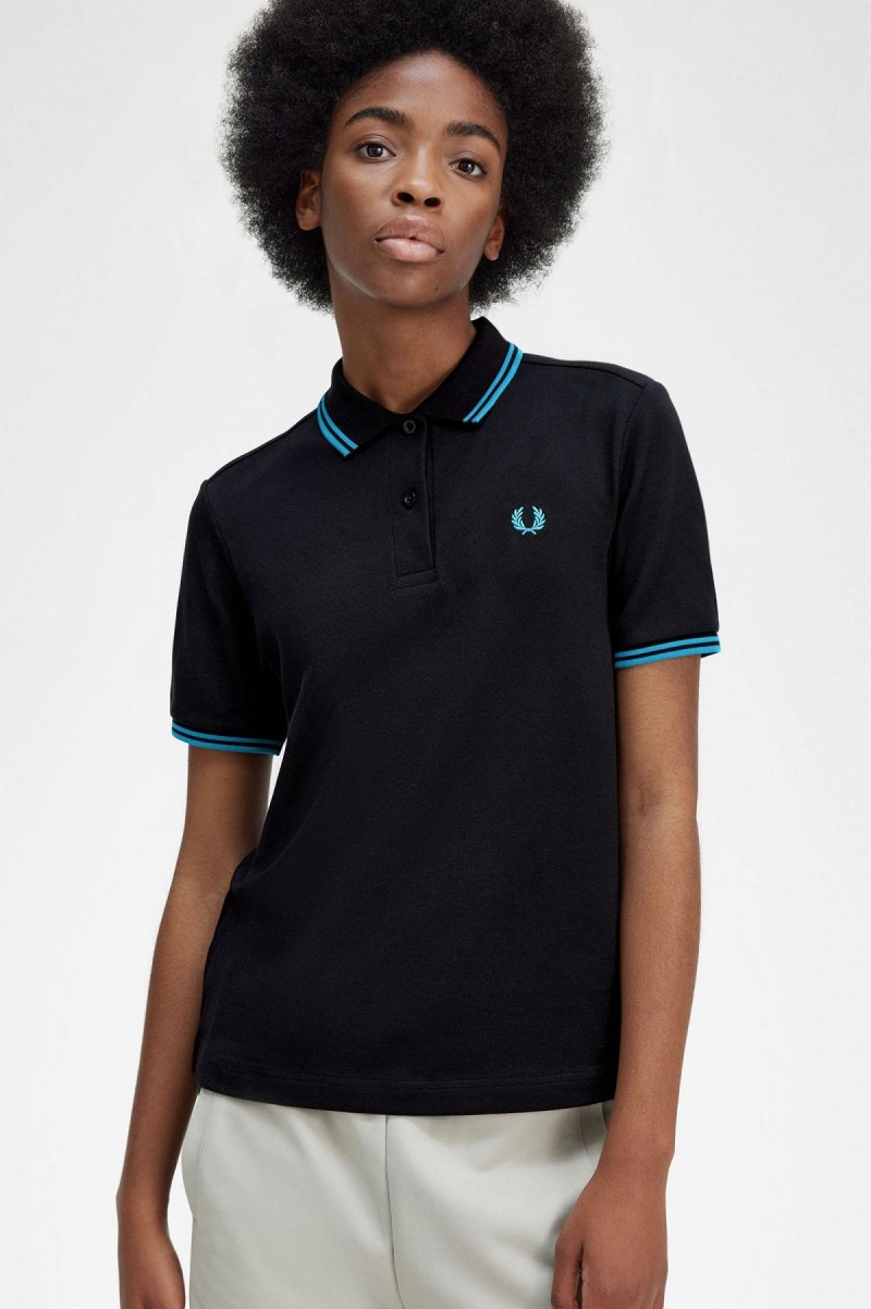 Fred Perry G3600 T-shirt Dam Svarta Blå Blå | SEDYB96961